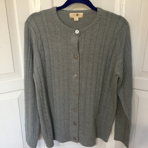 Turtle Bay Gray Cable Knit Cardigan Sweater - Picture 2 of 15